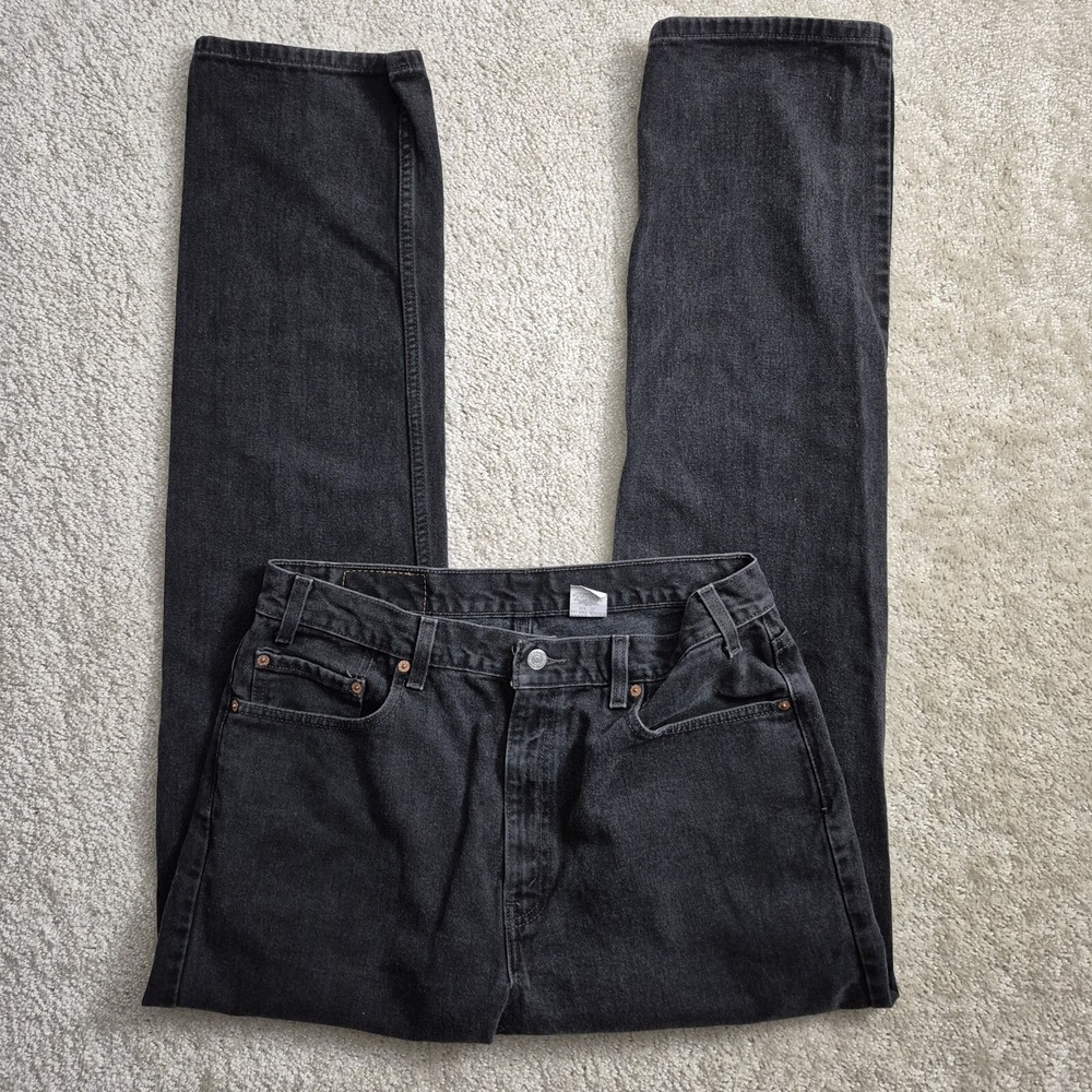 VTG Levis 505 Jeans Mens Actual 33/35 Black Regular Straight Y2K Punk Skate